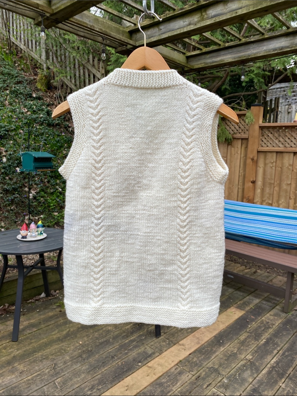 Cream Cable Knit Button Front Vest - Picture 4 of 9